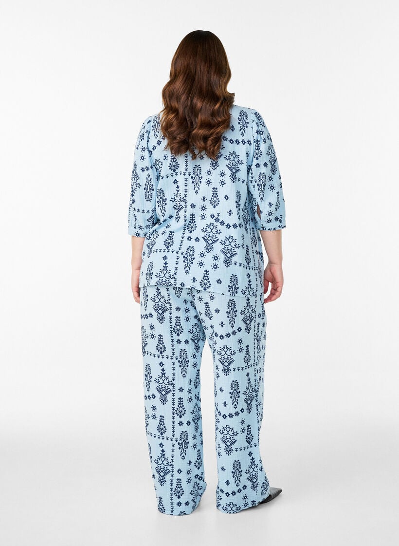 Shirt blouse with 3/4 sleeves, Light Blue, Model image number 2