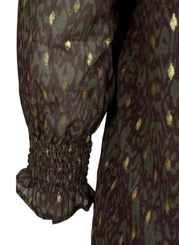 Blouse with print and long sleeves, Green Ethnic AOP, Packshot image number 3