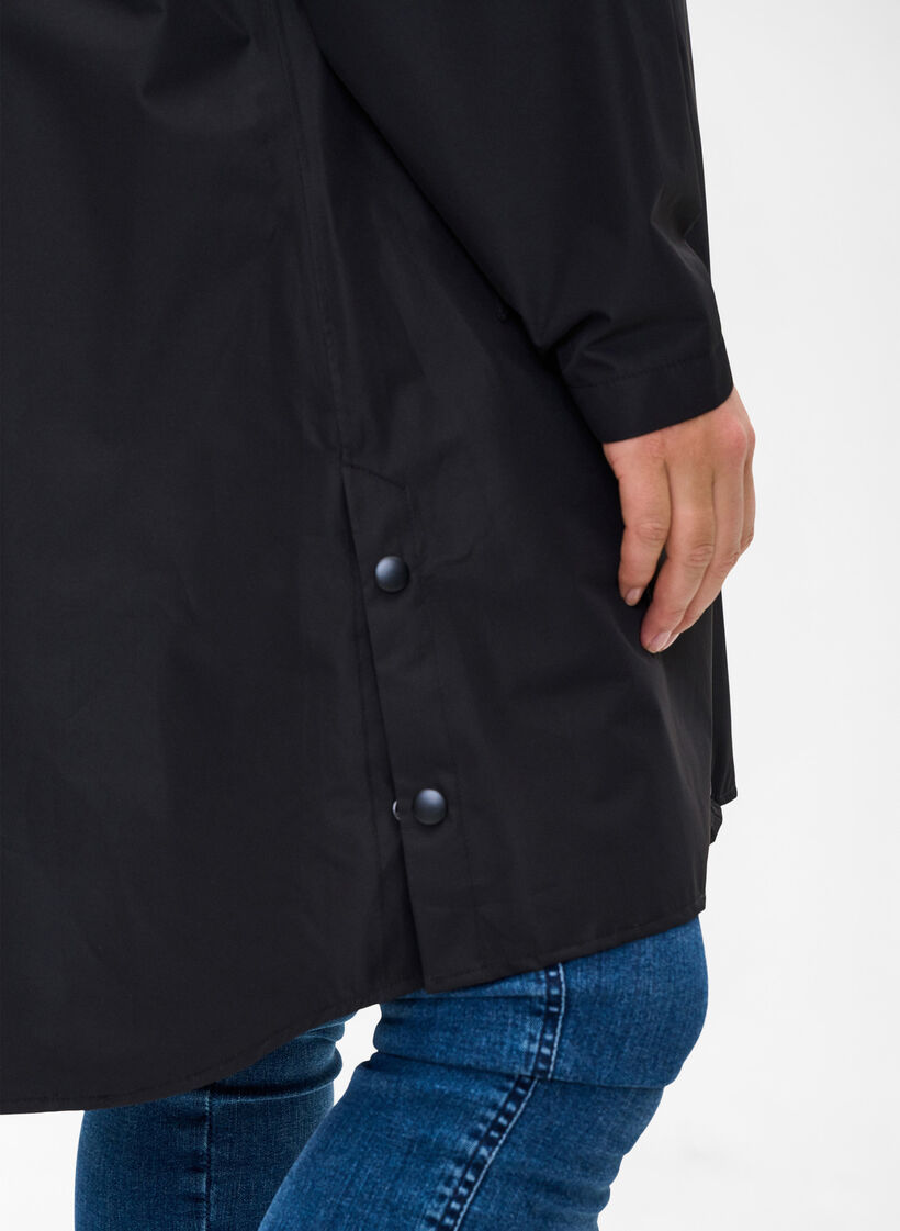 Rain jacket with pockets and a hood, Black, Model image number 3