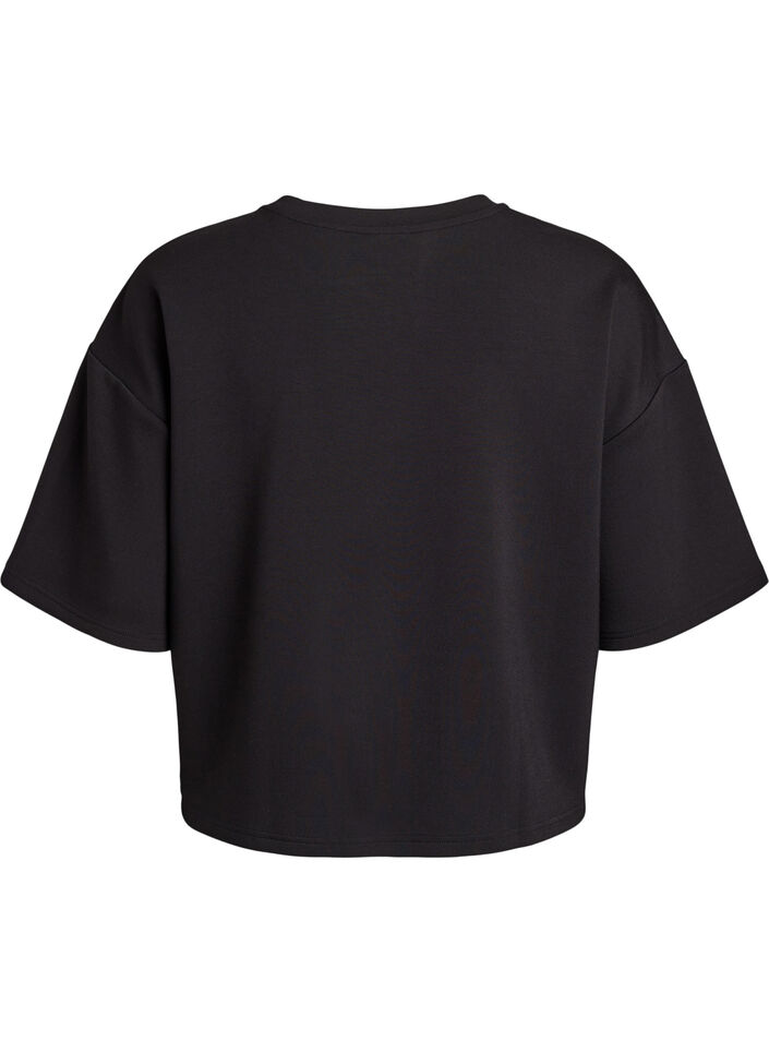 Short loose-fit t-shirt in a modal blend, Black, Packshot image number 1