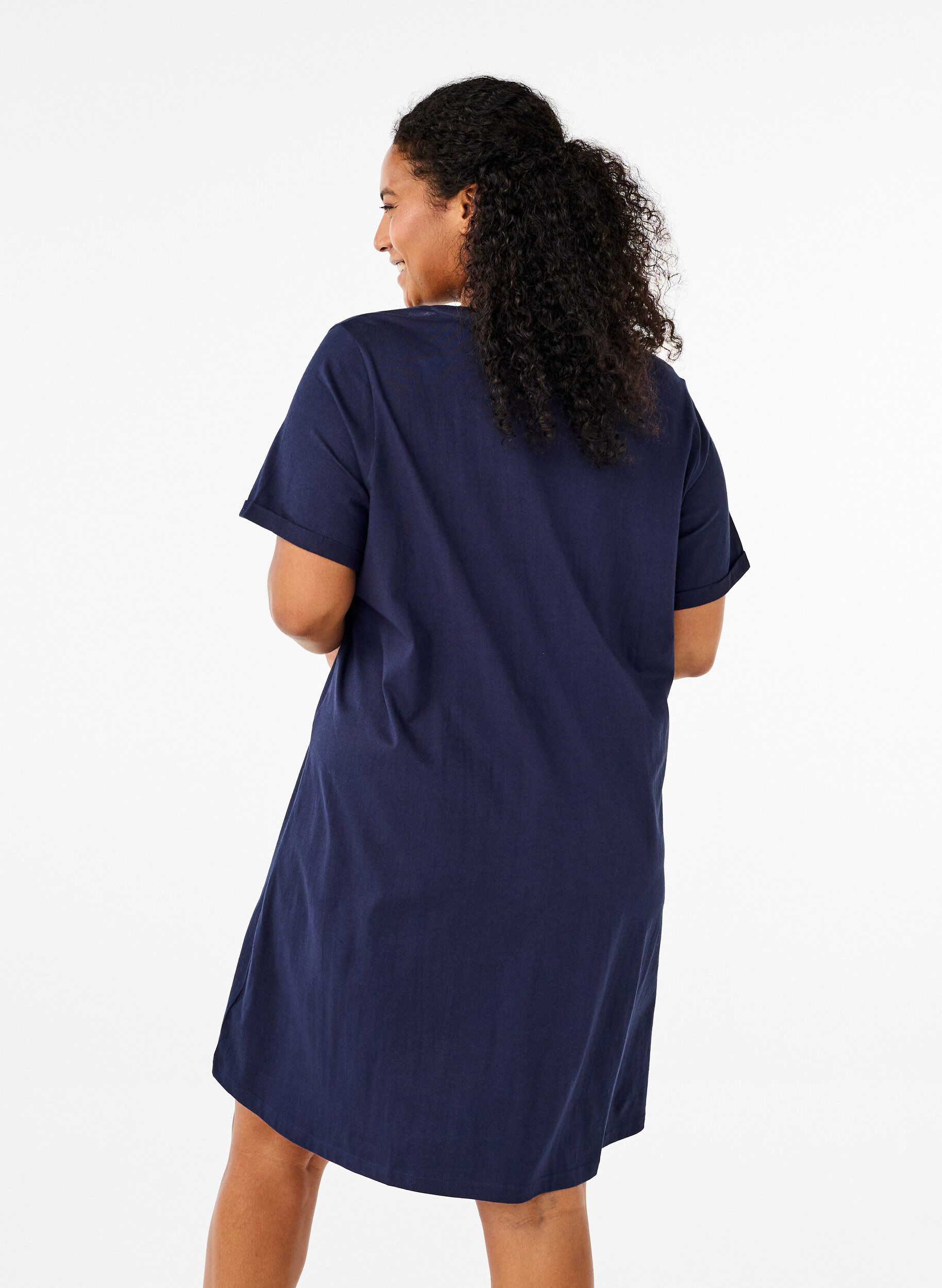 Zizzifashion Short-sleeved nightgown in organic cotton, Blue, Model image number 2