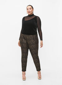 Maddison pants with gold color and pockets, Black w. Gold, Model