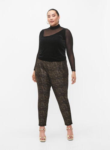 Maddison pants with gold color and pockets, Black w. Gold, Model image number 0