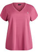 Loose training t-shirt with v-neck, Red, Packshot image number 0