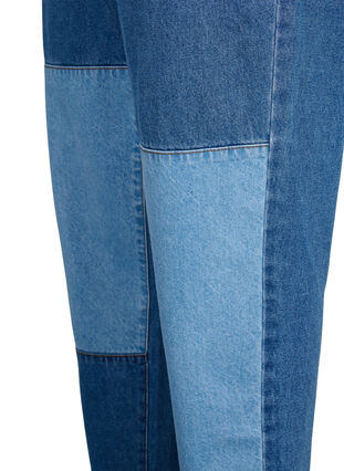 Mille mom fit jeans with colorblock and high waist, Light Blue Denim, Packshot image number 3