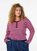 Striped jersey blouse with a ribbed texture, Pink, Model image number 0