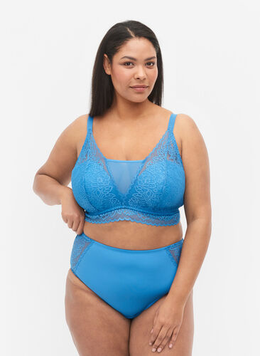 Underwear with regular waist and lace, Cendre Blue, Model image number 0