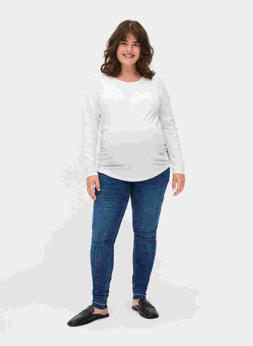 Basic maternity blouse with long sleeves, White, Model image number 2