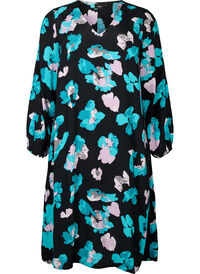 Long-sleeved viscose dress with print