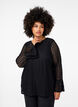 Lace blouse with ruffled sleeves, Black, Model image number 0