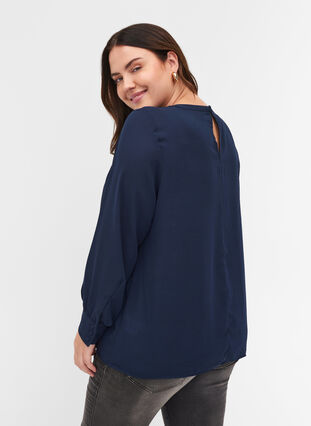 Blouse with long sleeves, Navy Blazer, Model image number 1
