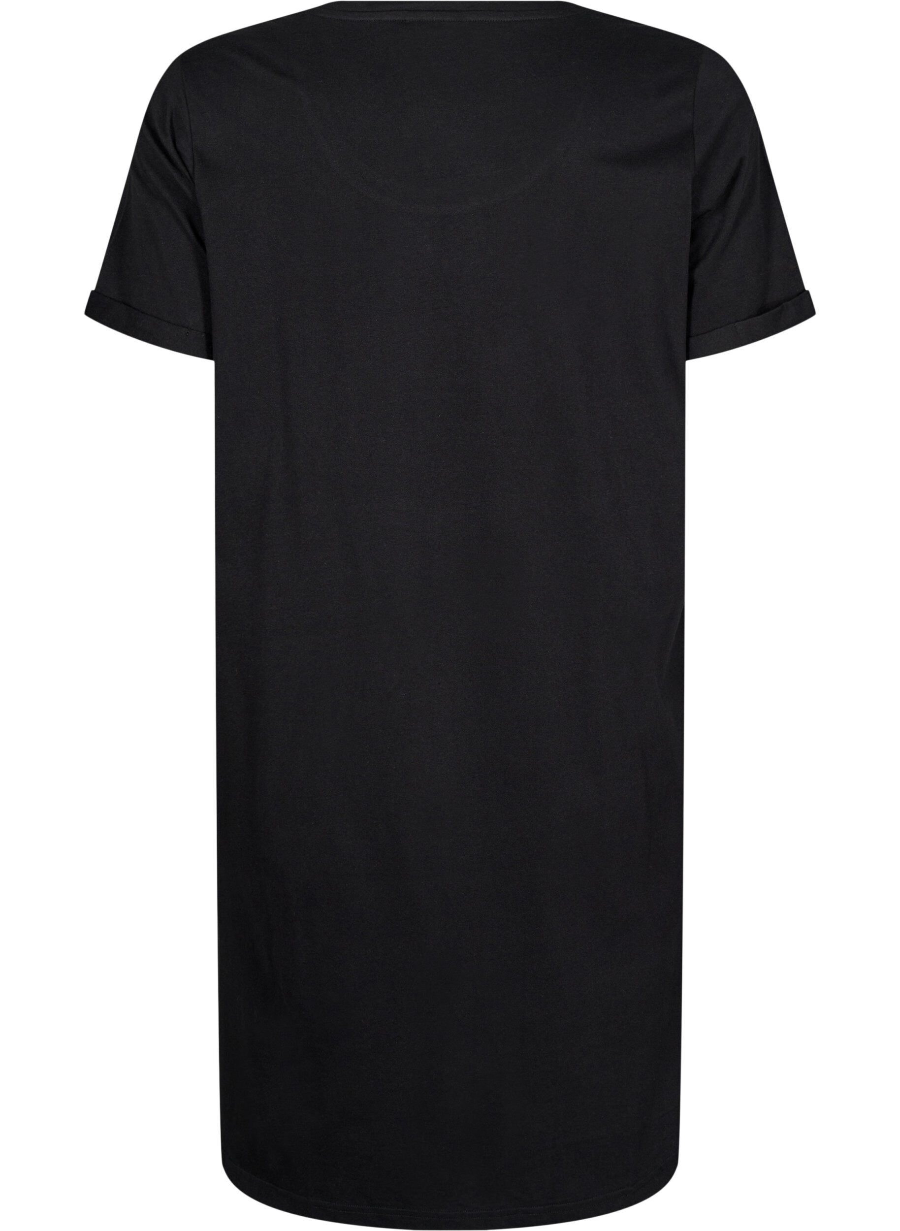Zizzifashion Short-sleeved nightgown in organic cotton, Black, Packshot image number 1