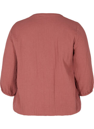 Cotton blouse with buttons and 3/4 sleeves, Wild Ginger, Packshot image number 1