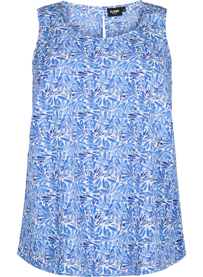 FLASH - Sleeveless top with print, Blue, Packshot image number 0