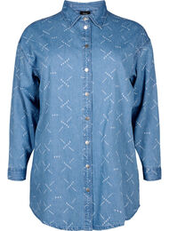 Loose denim jacket with pattern, Light blue denim, Packshot