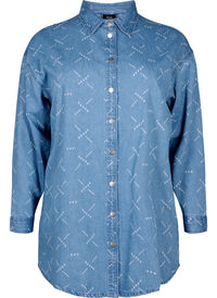Loose denim jacket with pattern
