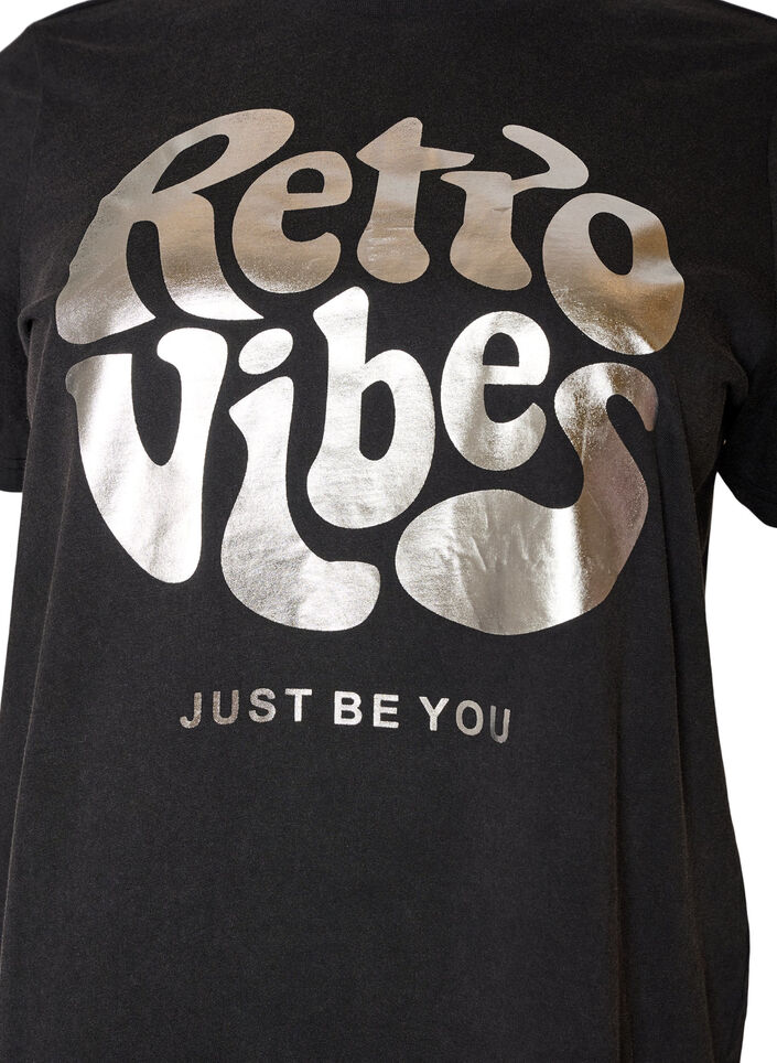 Organic cotton graphic T-shirt, Black, Packshot image number 2