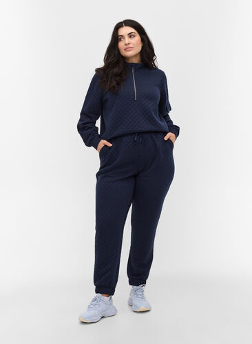 Sweatpants with quilted pattern, Navy Blazer, Model image number 0
