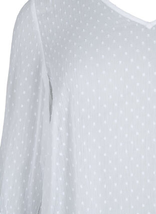 FLASH - Blouse with 3/4 sleeves and textured pattern, White, Packshot image number 2