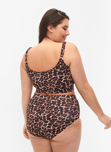 High-waisted printed bikini briefs, Autentic Leopard, Model image number 1