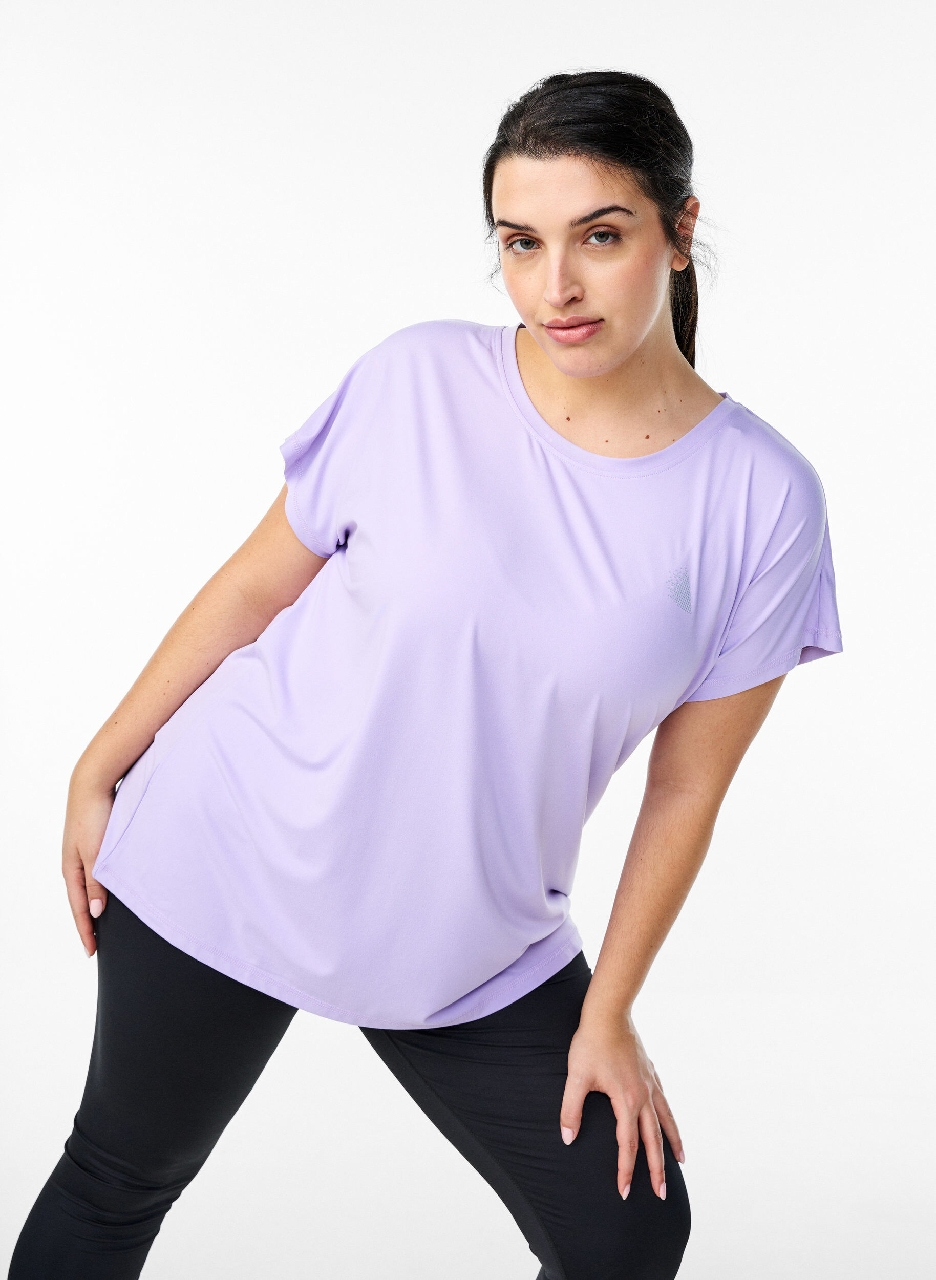 Zizzifashion Solid-coloured workout T-shirt, Purple, Model image number 0
