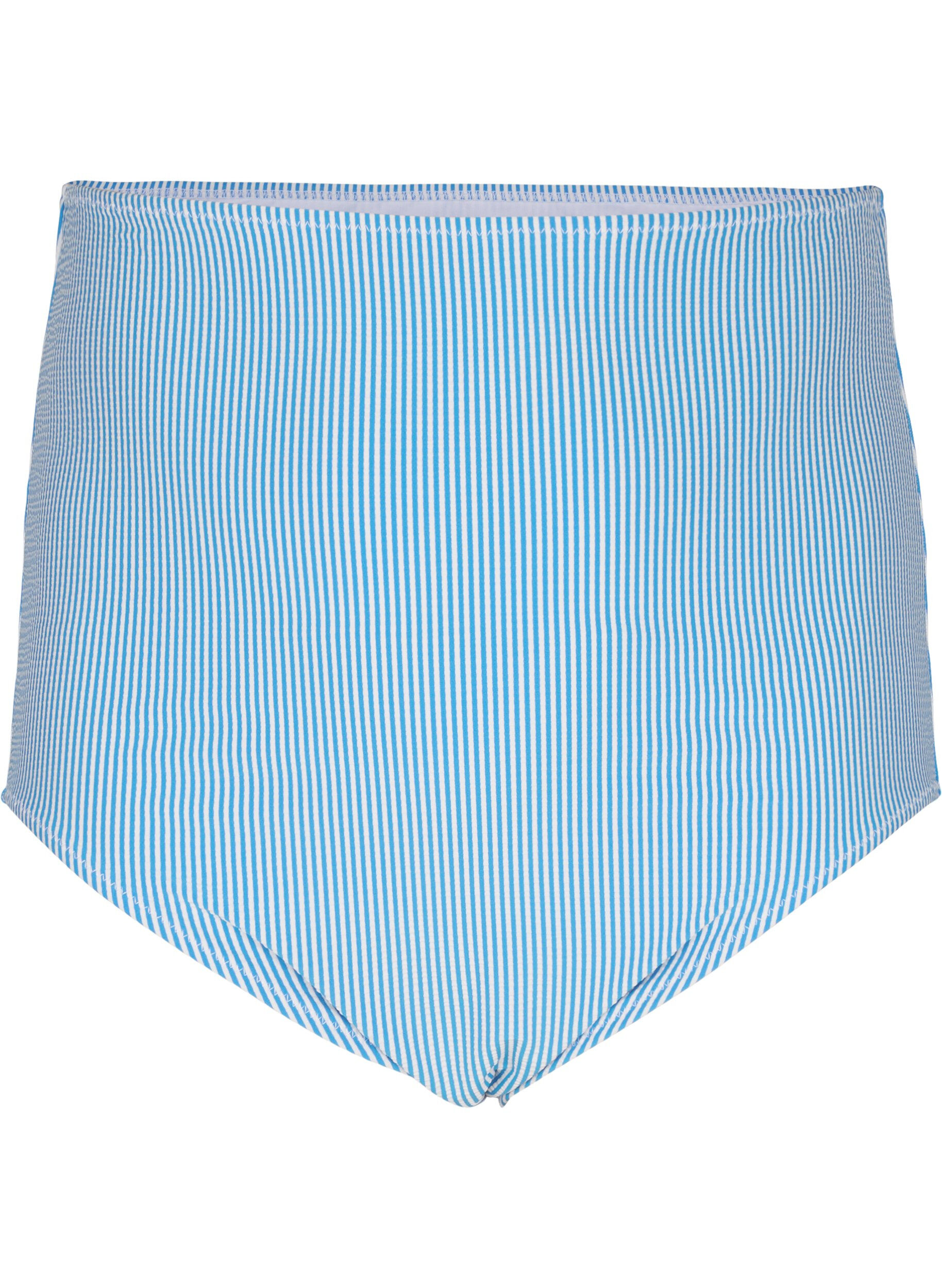 Zizzifashion Striped bikini bottom with an extra high waist, Blue, Packshot image number 0