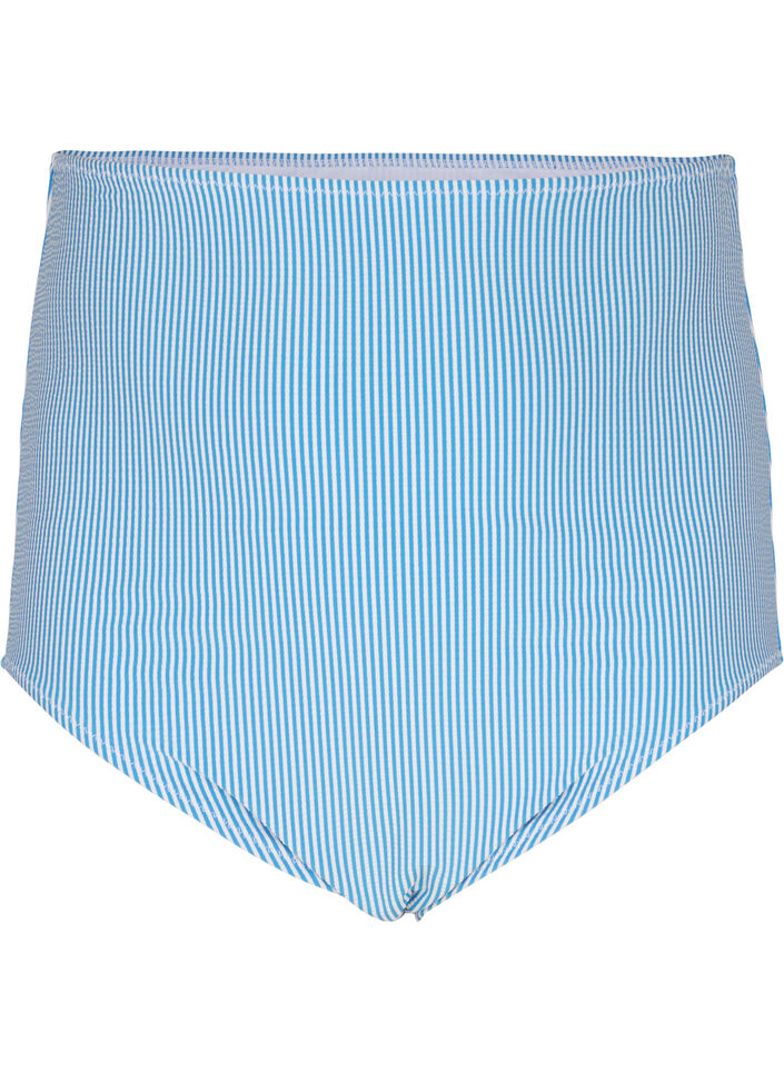 Striped bikini bottom with an extra high waist, Blue, Packshot image number 0