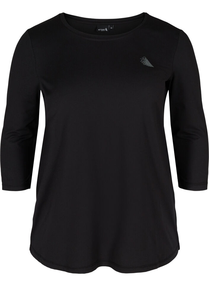 Sports top with 3/4 sleeves, Black, Packshot