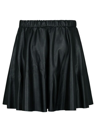 Loose skirt in faux leather, Black, Packshot image number 1