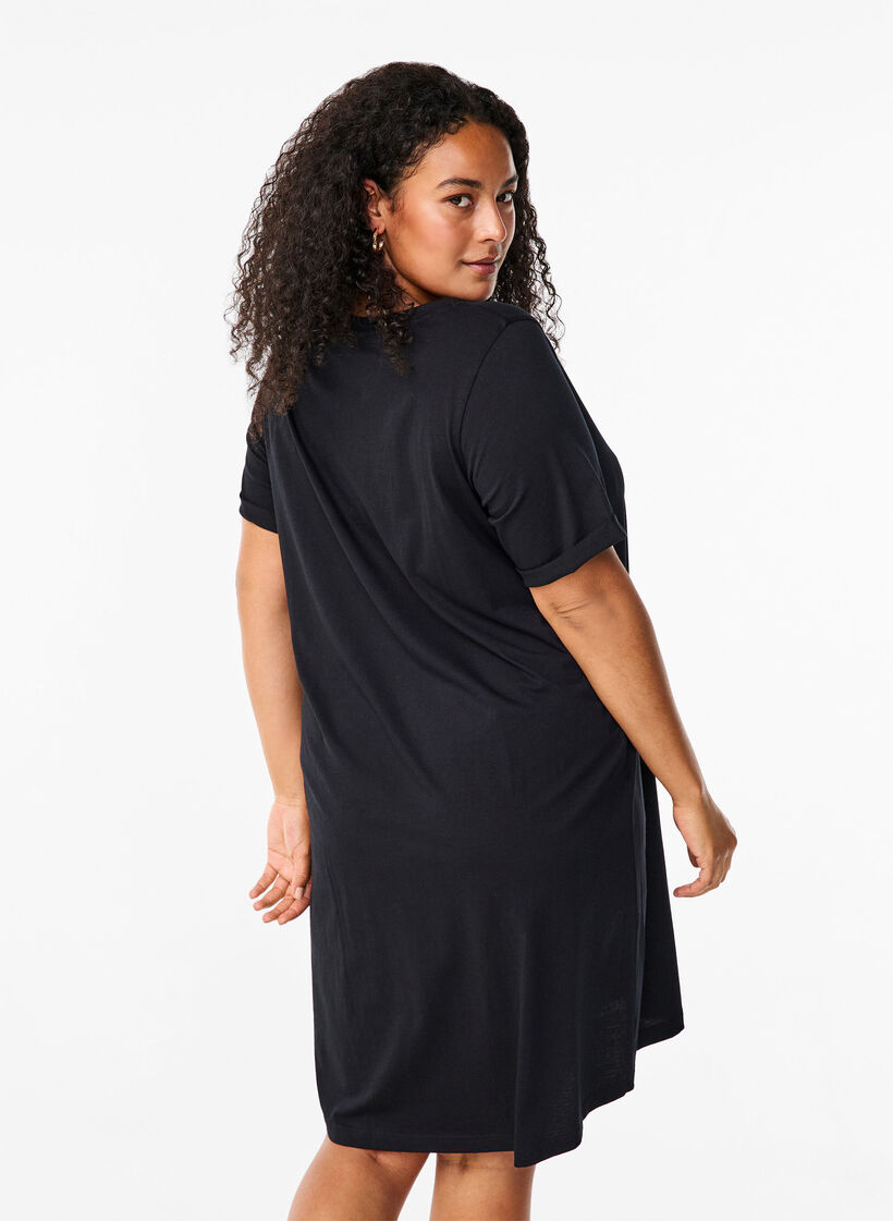 Cotton t-shirt dress, Black, Model image number 1