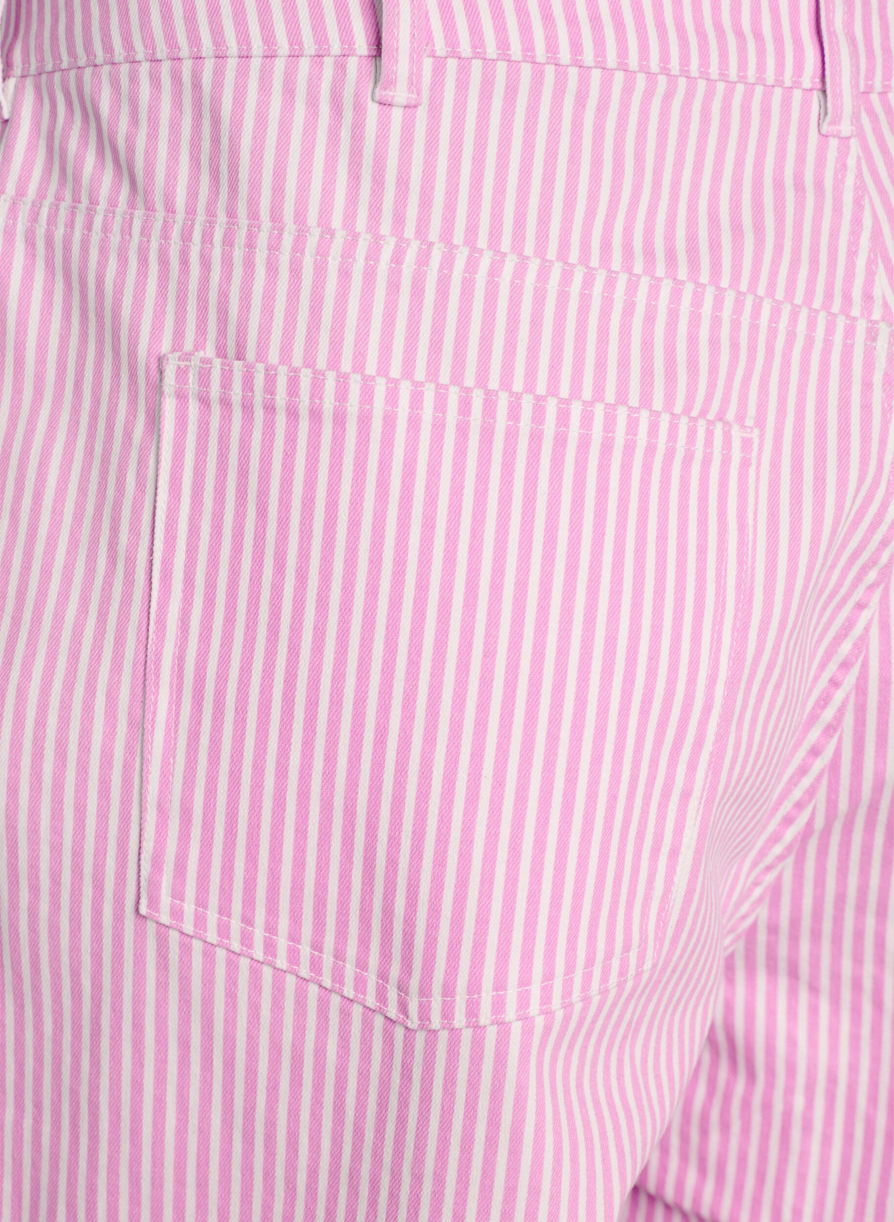 Zizzifashion Coloured Myra jeans with stripes and wide legs, Pink, Packshot image number 3