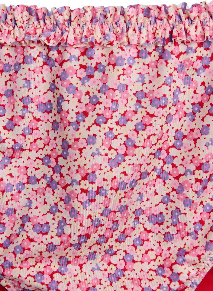 Floral tai bikini briefs with a ruched edge, Rose, Packshot image number 2