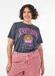 Cotton T-shirt with front print and a washed look, Grey, Model image number 0