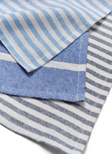3-pack striped cotton tea towel, 3-Pack Blue, Packshot image number 1