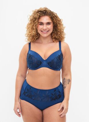 Hipster with regular waist and lace, Sailor Blue, Model image number 0