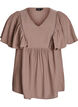 Blouse with short ruffle sleeves, Brown, Packshot image number 0