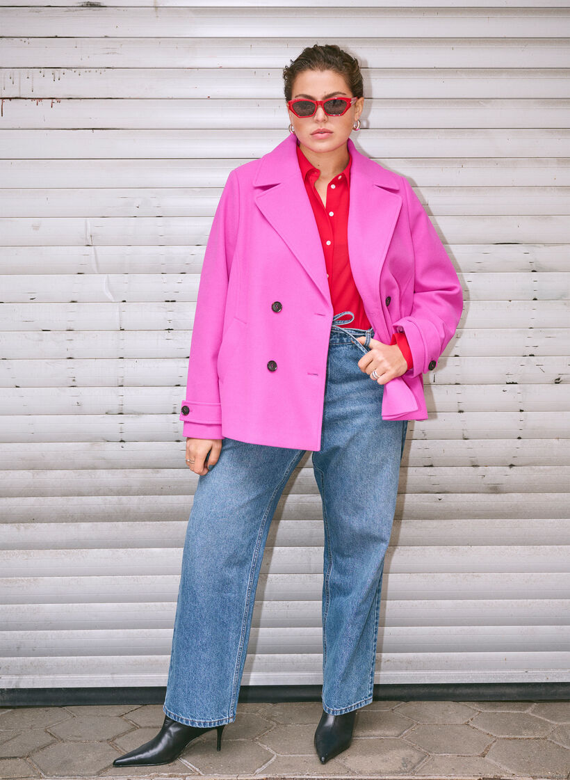 Short wool-look coat with pockets, Purple Orchid, Image image number 0