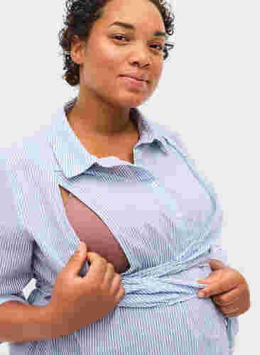 Cotton maternity shirt dress, Blue Stripe, Model image number 2