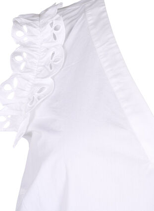 Sleeveless cotton top with ruffles, Bright White, Packshot image number 3