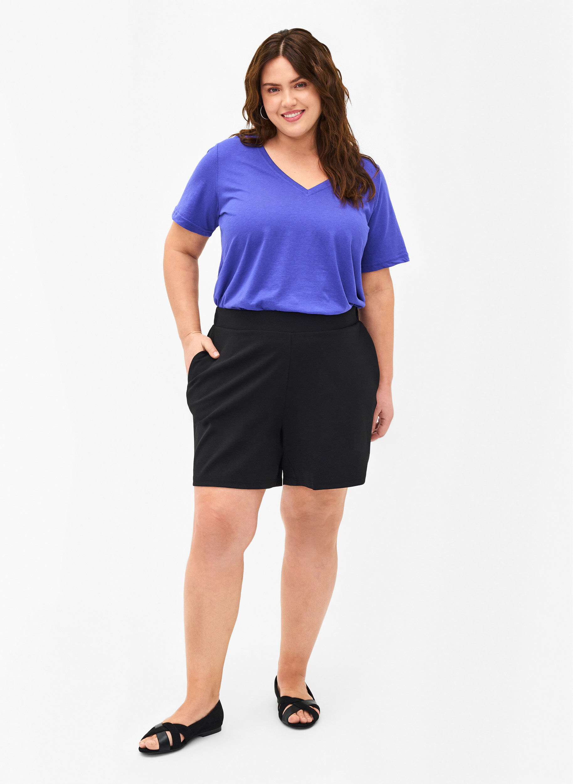 Zizzifashion FLASH - T-shirt with v-neck, Royal Blue, Model image number 2