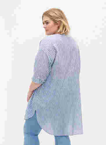 Striped tunic with v neck and buttons, Surf the web Stripe, Model image number 1