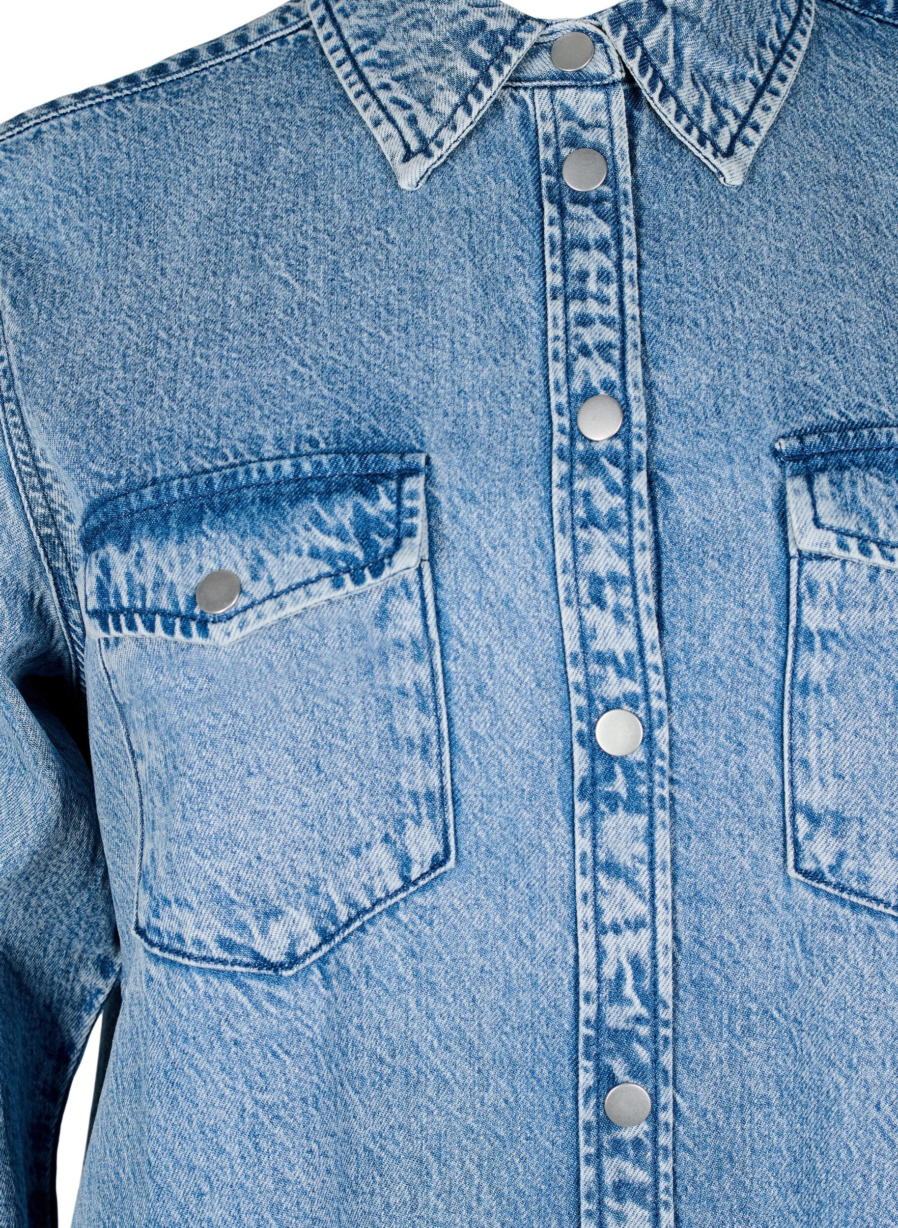 Zizzifashion Denim shirt with chest pockets, Light Blue, Packshot image number 2