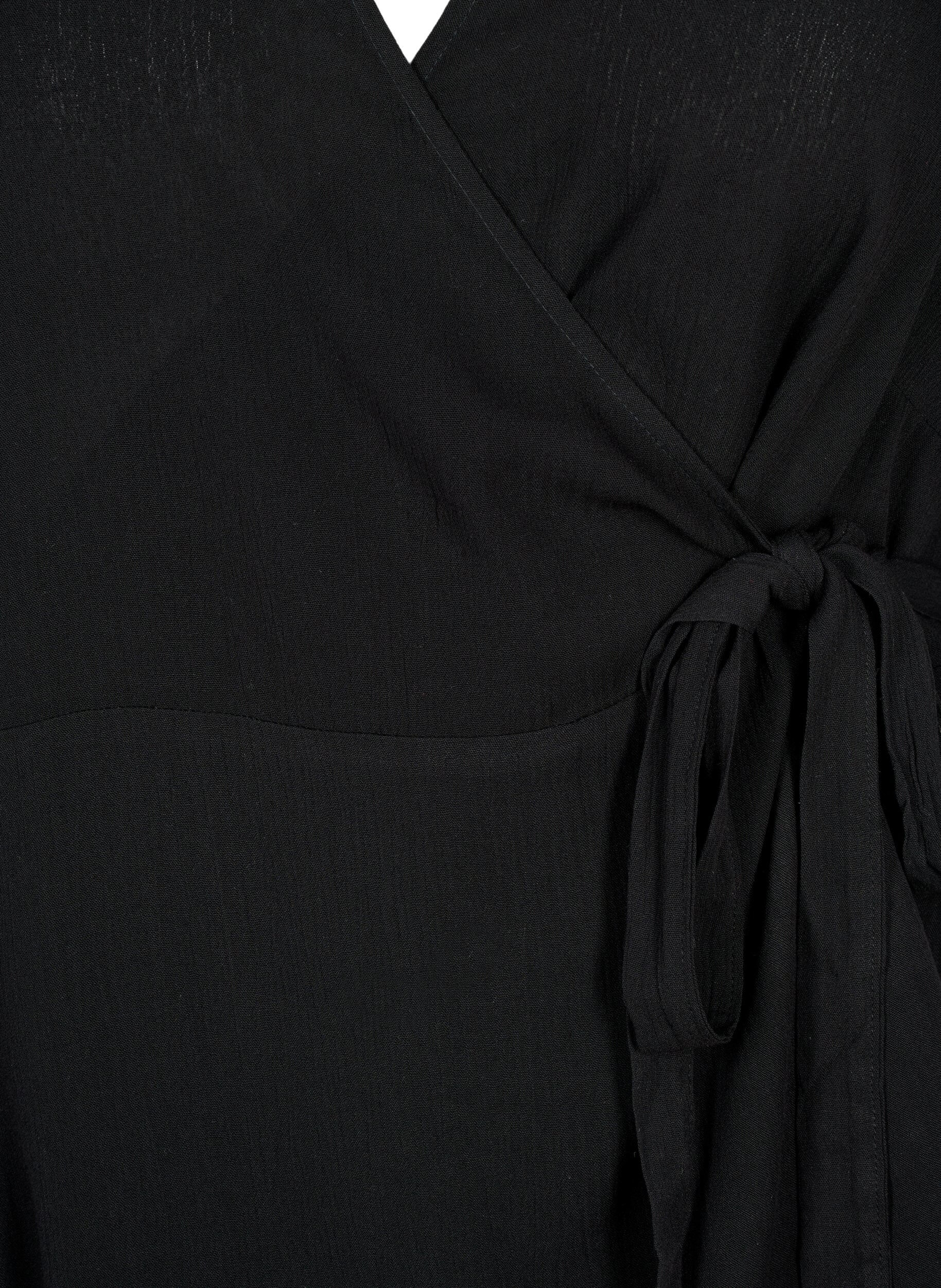 Zizzifashion Viscose blouse with wrap, Black, Packshot image number 2