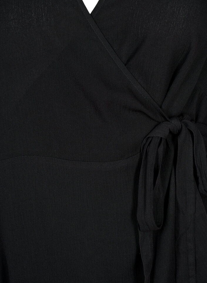 Viscose blouse with wrap, Black, Packshot image number 2