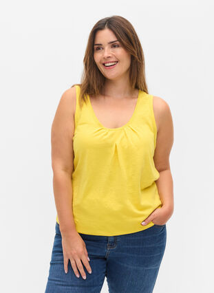 Top with lace trim, Primrose Yellow, Model image number 0