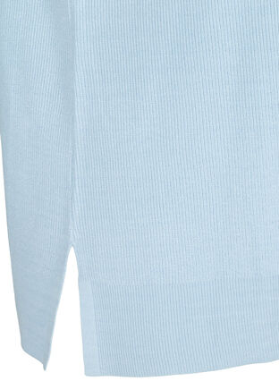 Knitted vest with rounded neckline and side slits, Chambray Blue Mel., Packshot image number 3