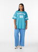 Sporty oversized college T-shirt, Blue, Model image number 1