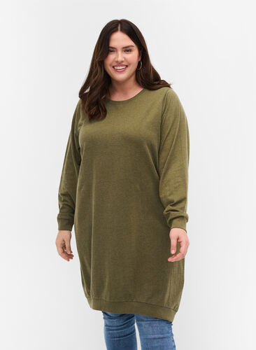 Sweater dress with long sleeves, Ivy Green Melange, Model image number 0
