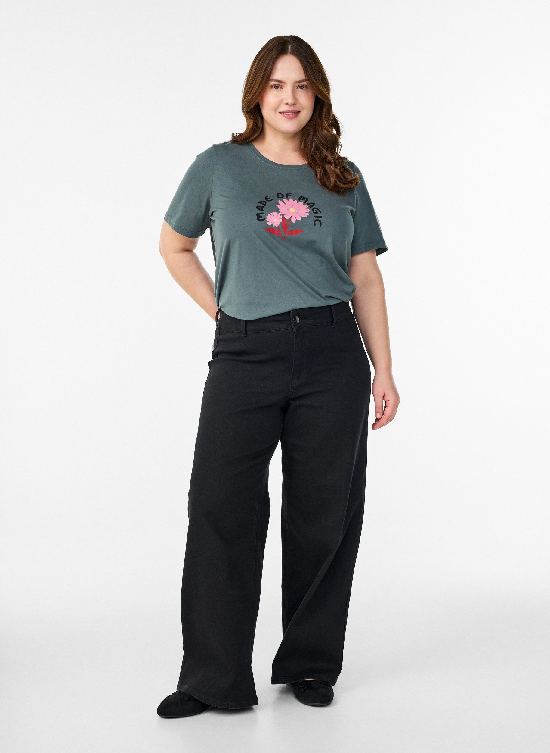 Zizzifashion T-shirt with motif, Green, Model image number 1