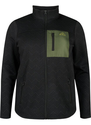 Sporty fleece jacket with pockets, Black, Packshot image number 0